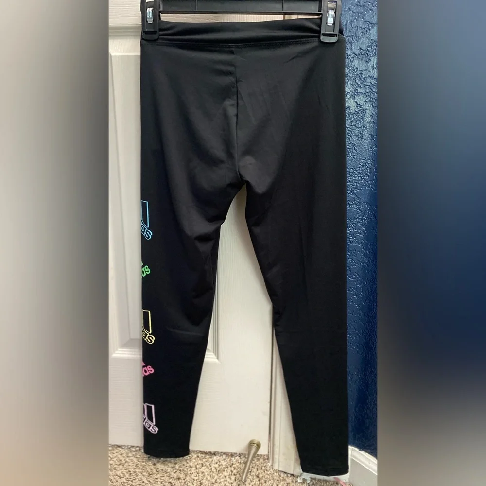 Adidas Black and Pink Leggings Athletic Fit